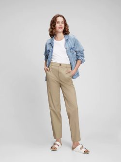Kahverengi High Rise Girlfriend Washwell™ Khaki Pantolon