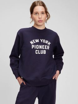Lacivert Gap Logo Vintage Soft Boyfriend Bisiklet Yaka Sweatshirt