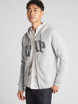 Gri Gap Logo Kapüşonlu Sweatshirt
