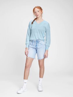 Mavi Keten V Yaka Triko