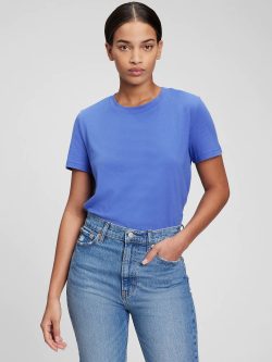 Mavi Organik Pamuklu Vintage T-Shirt