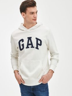 Beyaz Gap Logo Kapüşonlu Sweatshirt