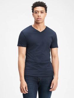 lacivert Classic V Yaka T-Shirt