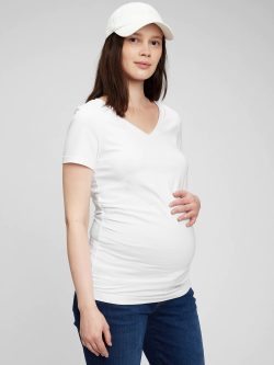 Beyaz Maternity Organik Pamuk Vintage T-Shirt