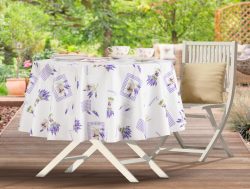 Madame Coco Orlina Pvc Masa Örtüsü – Beyaz/Lila – 140 cm