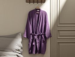 Madame Coco Zoe Müslin Unisex Bornoz – Mor