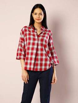 Kırmızı Kadın Gömlek U.kol