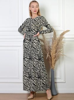 Tesettür Elbise Pinkmark Siyah / Beyaz