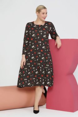 Büyük Beden Elbise MJORA Siyah