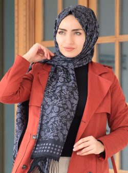 Şal Balse Eşarp Gri / Siyah