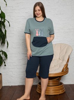 Büyük Beden Pijama Fawn Yeşil