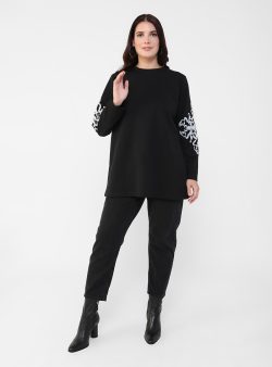 Büyük Beden Denim Pantolon Alia Siyah