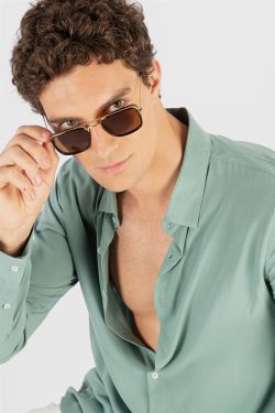 Slim Fit Viskon Düz Erkek Gömlek