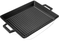 LAVA 26x32cm Dikdörtgen Yekpare Kulplu Döküm Izgara Tava Siyah