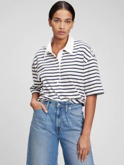 Lacivert Çizgili Essential Polo T-Shirt