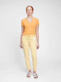 Sarı Ribanalı Henley T-Shirt