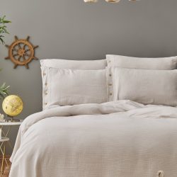 Nautica Home Pruva Tek Kişilik Müslin Yatak Örtüsü Seti Bej