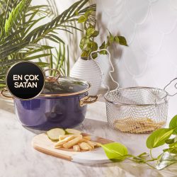 Karaca Mutfaksever Retro Lacivert Emaye Kızartma Tenceresi