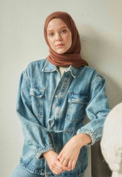 Şal FRESHSCARFS Kahverengi / Derin Mavi / Bebe Mavisi