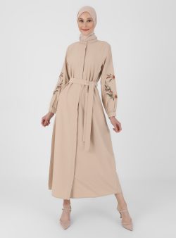 Tesettür Elbise Refka Açık Bej