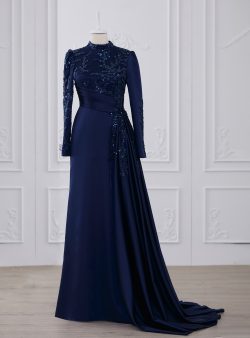 Tesettür Abiye Elbise Lavienza Lacivert