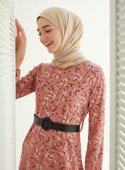 Tesettür Elbise ZENANE Pudra