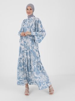 Tesettür Elbise Refka Mavi