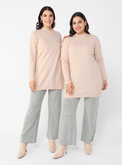 Büyük Beden Triko Tunik Alia Pudra
