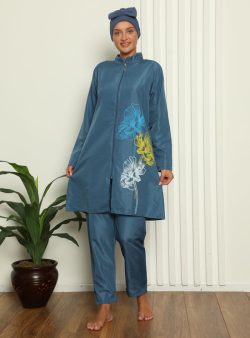 Tesettür Mayo AKBENİZ İndigo / Sarı / Derin Mavi