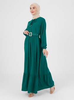 Tesettür Elbise ZENANE Zümrüt Yeşili