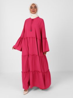 Tesettür Elbise Tavin Fuşya
