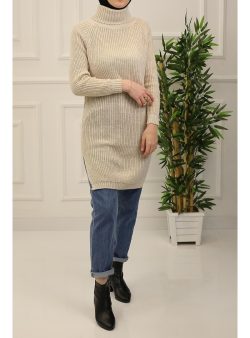 Triko Tunik İmaj Butik Bej