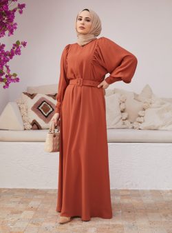 Tesettür Elbise Neways Taba