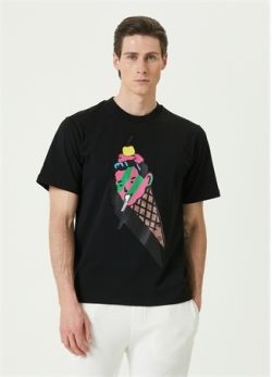 Icecream Erkek Siyah Logo Baskılı T-shirt S Eu