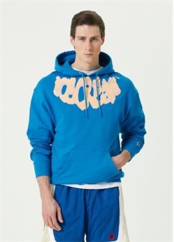 Icecream Erkek Saks Kapüşonlu Logo Baskılı Sweatshirt Mavi S Eu