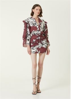 Iro Bordo V Yaka Zebra Baskılı Gömlek 34 Fr