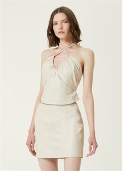 Iro Bej Çapraz Askılı Bluz 34 It