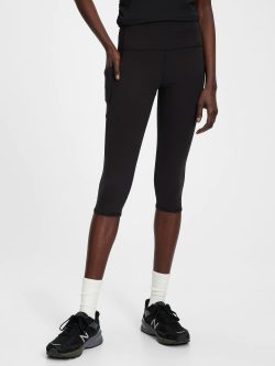 Siyah GapFit PowerMove High Rise Crop Legging Tayt