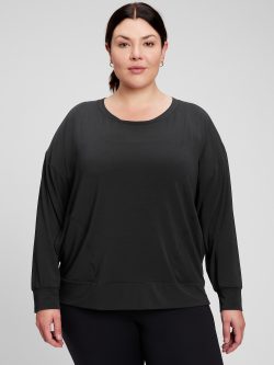 Siyah GapFit Breathe Düz Yaka Sweatshirt