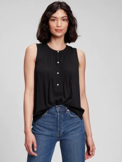 Siyah Yarı Düğmeli Nervür Detaylı Bluz