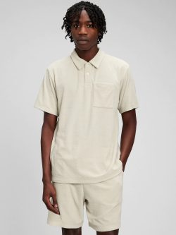 Krem Yumuşak Dokulu Polo T-Shirt