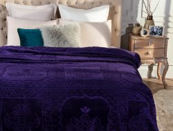 Madame Coco Rochelle Çift Kişilik Vizon Emboss Battaniye – Mor