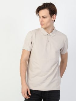Regular Fit Polo Yaka Erkek Bej Polo Kısa Kol