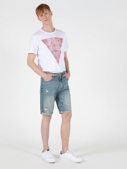 045 Davıd Orta Bel Orta Regular Fit Jean Erkek Jean Şort