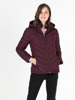 Slim Fit Kadın Bordo Mont