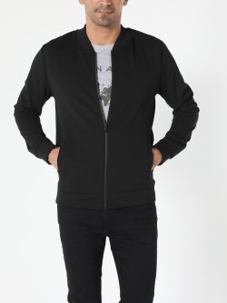 Slim Fit Fermuarlı Siyah Erkek Ceket