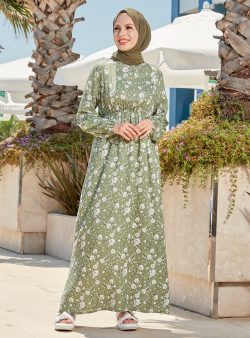 Tesettür Elbise Tofisa Haki