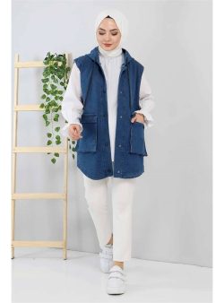 Yelek Misskayle Açık Lacivert