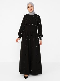 Tesettür Elbise Tavin Siyah
