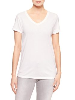 Beyaz Favorite V Yaka T-Shirt